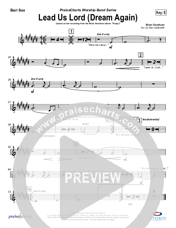 Lead Us Lord (Dream Again) Bari Sax (Brian Doerksen)