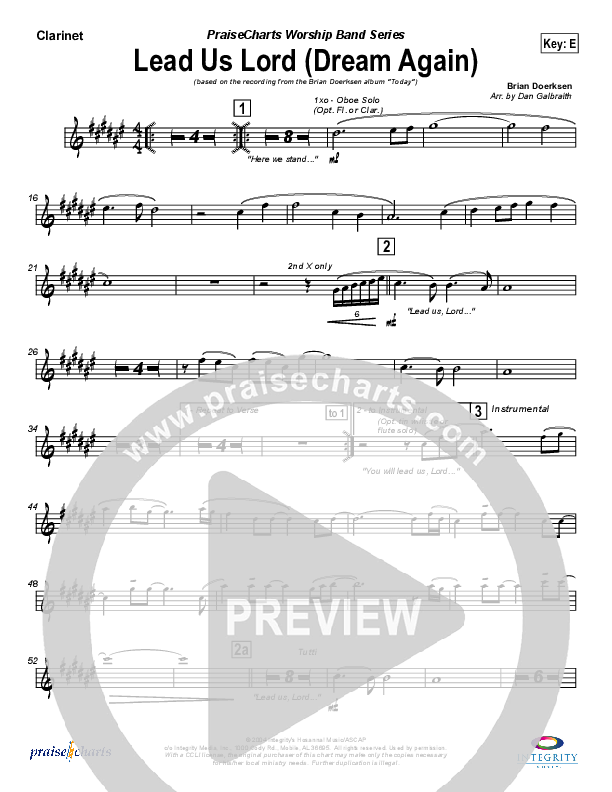 Lead Us Lord (Dream Again) Clarinet (Brian Doerksen)