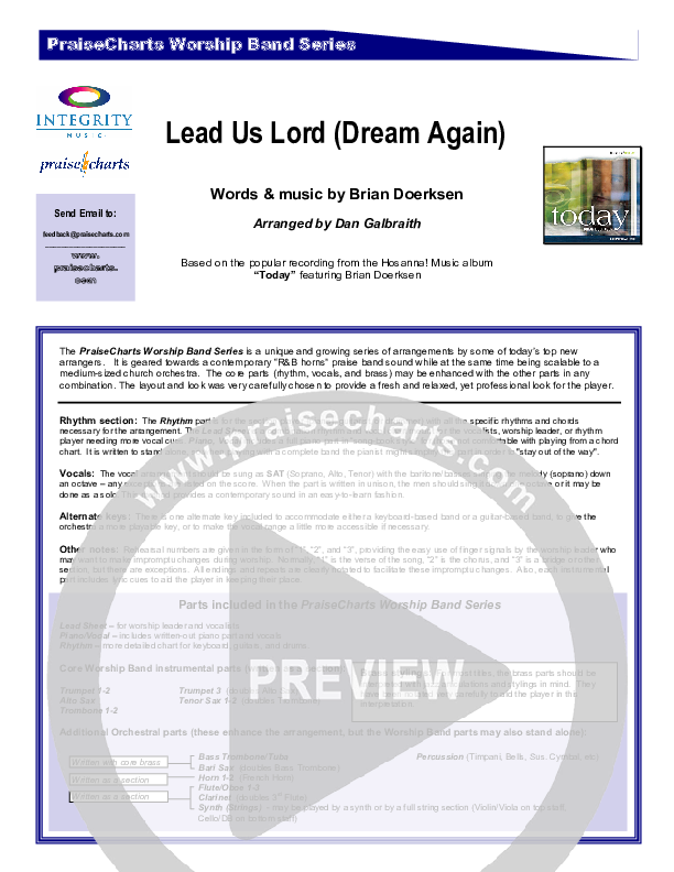 Lead Us Lord (Dream Again) Cover Sheet (Brian Doerksen)