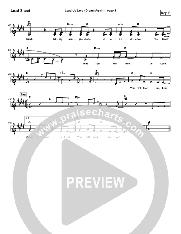 Lead Us Lord (Dream Again) Lead Sheet (Brian Doerksen)