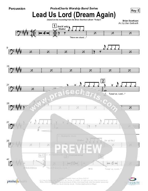 Lead Us Lord (Dream Again) Percussion (Brian Doerksen)