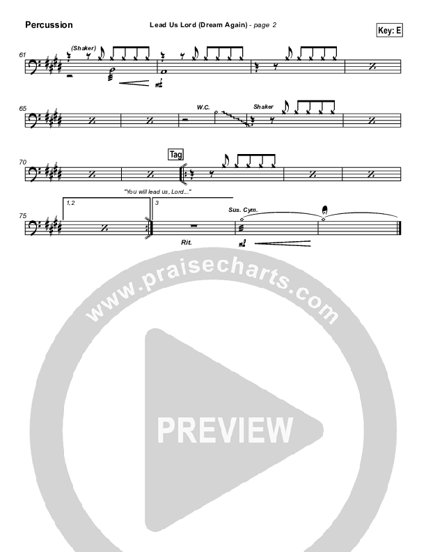 Lead Us Lord (Dream Again) Percussion (Brian Doerksen)