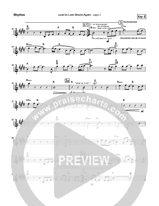 Lead Us Lord (Dream Again) Rhythm Chart (Brian Doerksen)