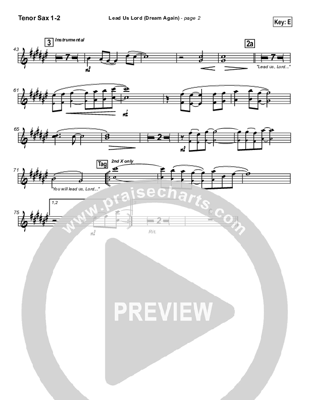 Lead Us Lord (Dream Again) Tenor Sax 1/2 (Brian Doerksen)