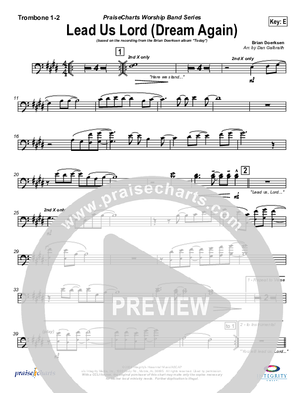 Lead Us Lord (Dream Again) Trombone 1/2 (Brian Doerksen)