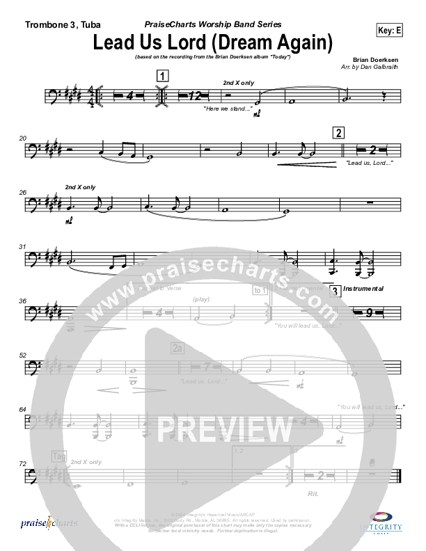 Lead Us Lord (Dream Again) Trombone 3/Tuba (Brian Doerksen)