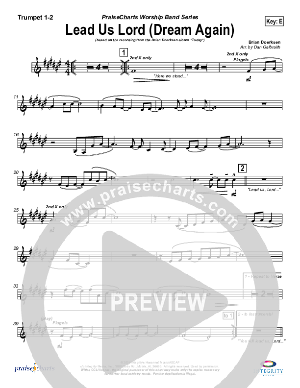 Lead Us Lord (Dream Again) Trumpet 1,2 (Brian Doerksen)