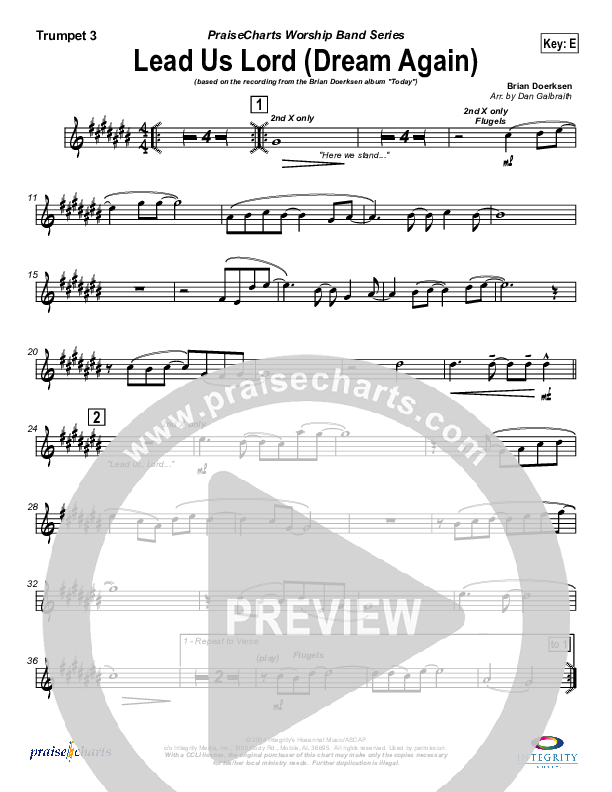Lead Us Lord (Dream Again) Trumpet 3 (Brian Doerksen)