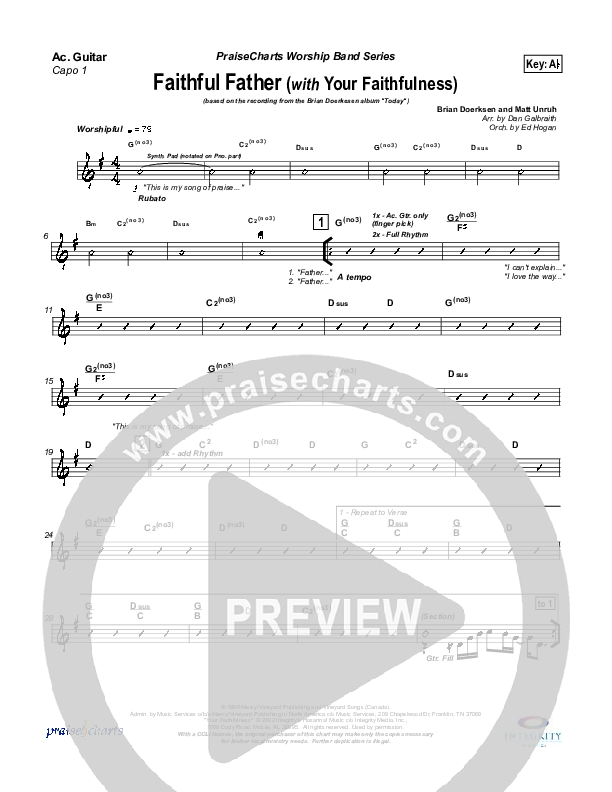 Faithful Father (with Your Faithfulness) Rhythm Chart (Brian Doerksen)