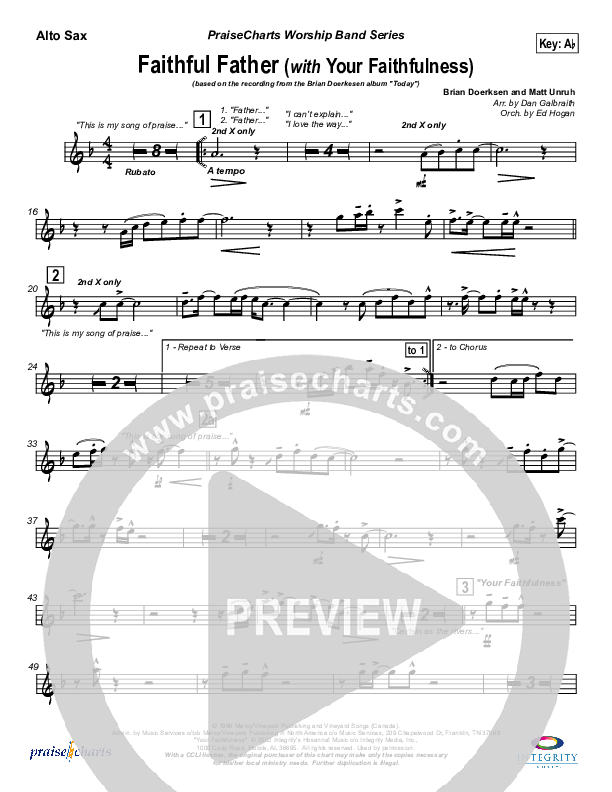 Faithful Father (with Your Faithfulness) Alto Sax (Brian Doerksen)