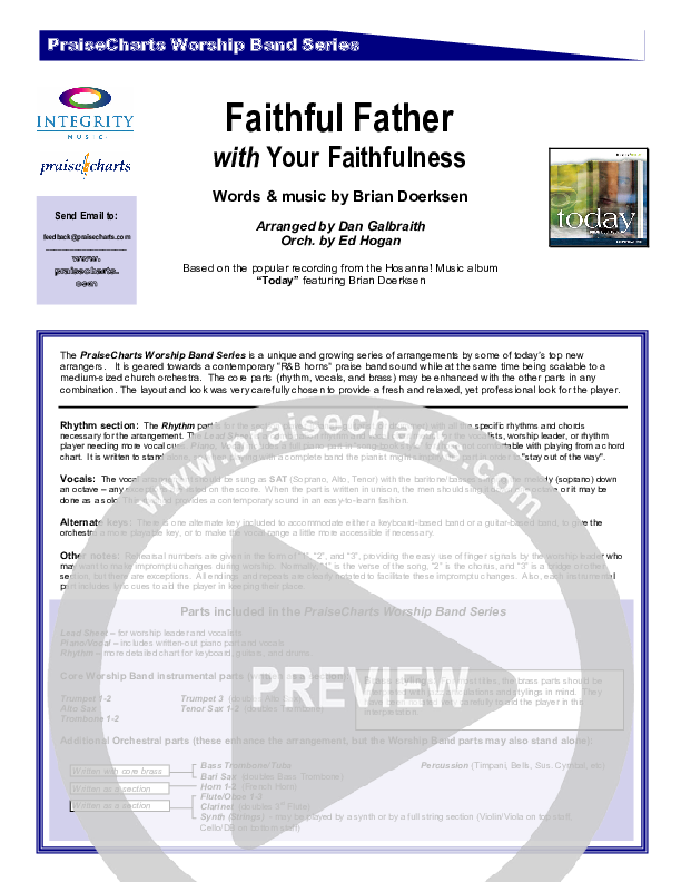 Faithful Father (with Your Faithfulness) Cover Sheet (Brian Doerksen)