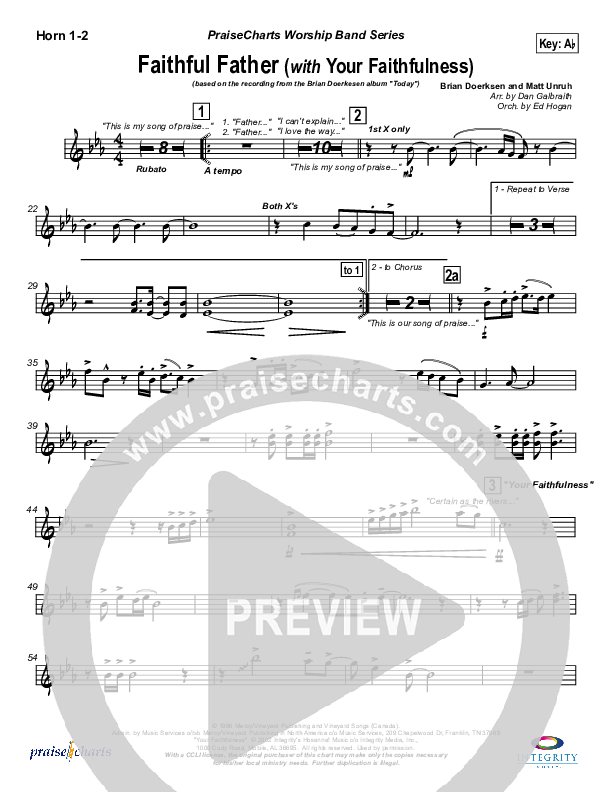 Faithful Father (with Your Faithfulness) French Horn 1/2 (Brian Doerksen)