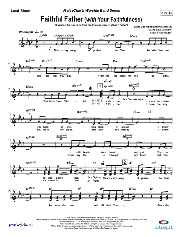 Faithful Father (with Your Faithfulness) Lead Sheet (Brian Doerksen)