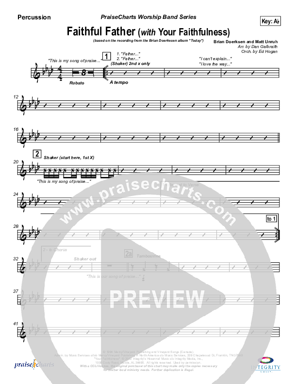 Faithful Father (with Your Faithfulness) Percussion (Brian Doerksen)