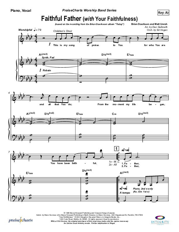 Faithful Father (with Your Faithfulness) Lead & Piano (Brian Doerksen)
