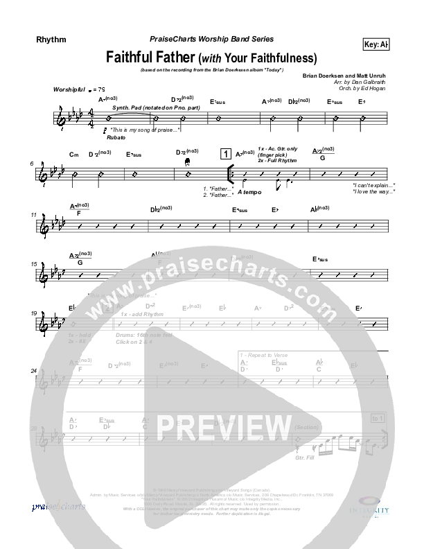Faithful Father (with Your Faithfulness) Rhythm Chart (Brian Doerksen)