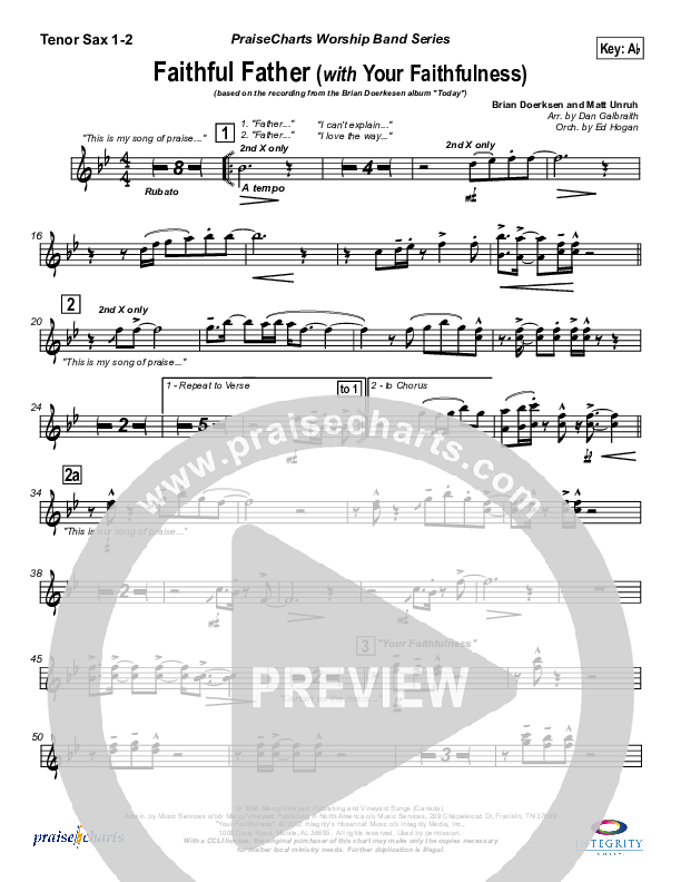Faithful Father (with Your Faithfulness) Tenor Sax 1/2 (Brian Doerksen)