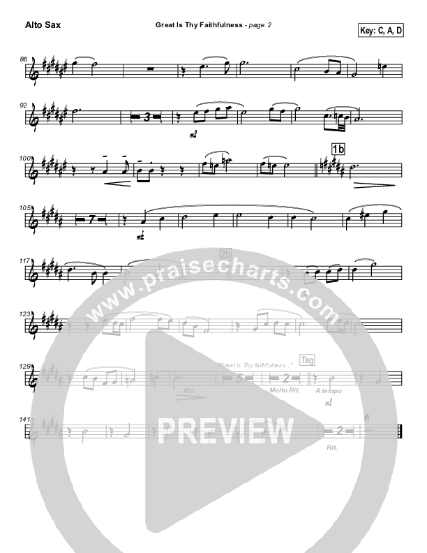 Great Is Thy Faithfulness Alto Sax (Brian Doerksen)
