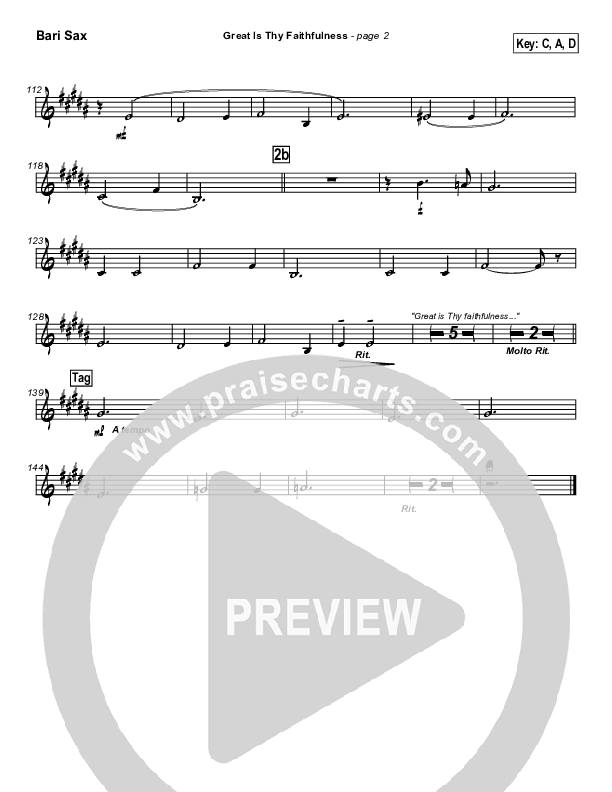 Great Is Thy Faithfulness Bari Sax (Brian Doerksen)