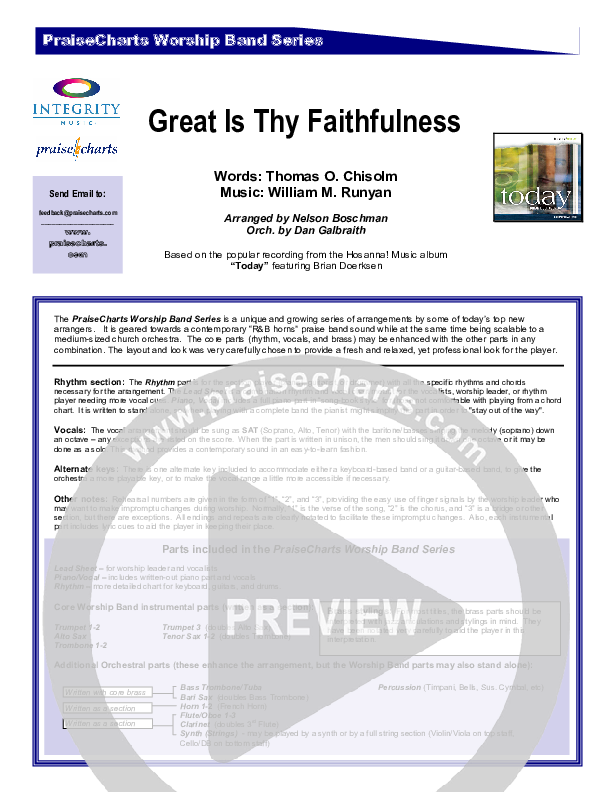 Great Is Thy Faithfulness Orchestration (Brian Doerksen)