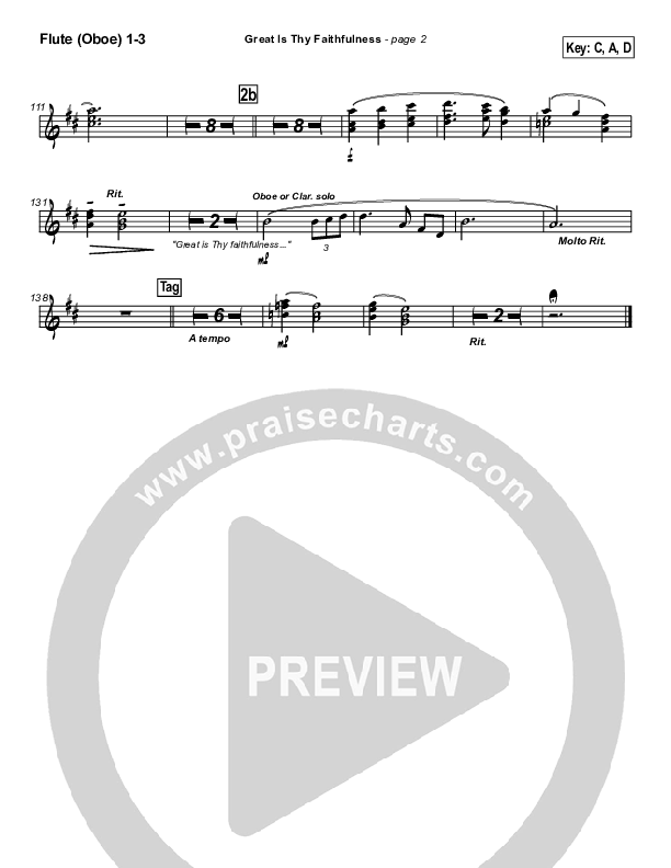 Great Is Thy Faithfulness Flute/Oboe 1/2/3 (Brian Doerksen)