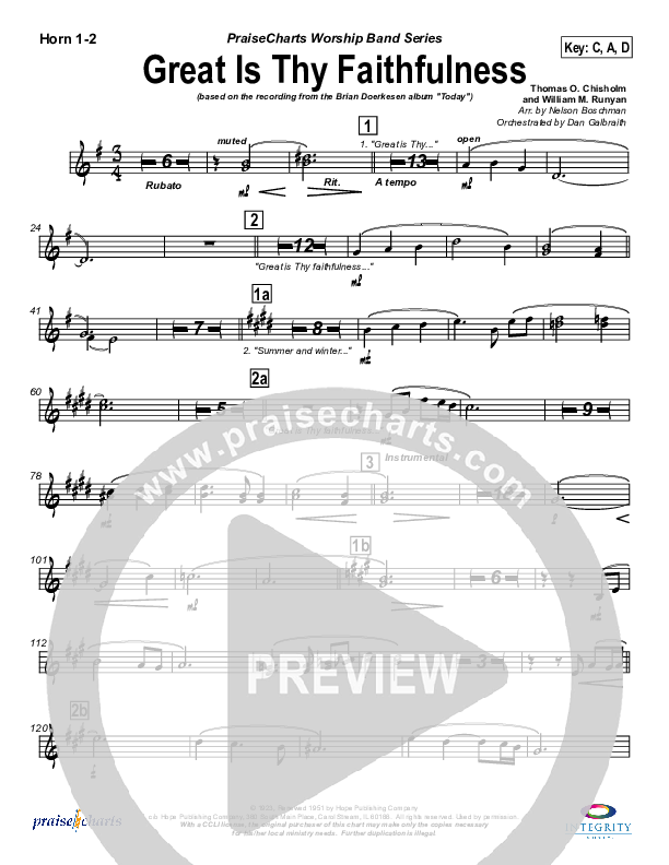Great Is Thy Faithfulness French Horn 1/2 (Brian Doerksen)