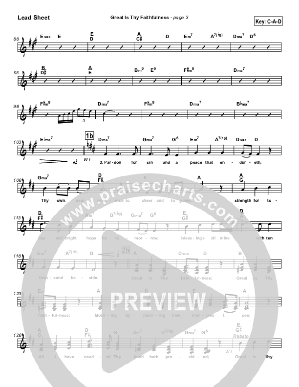 Great Is Thy Faithfulness Lead Sheet (SAT) (Brian Doerksen)