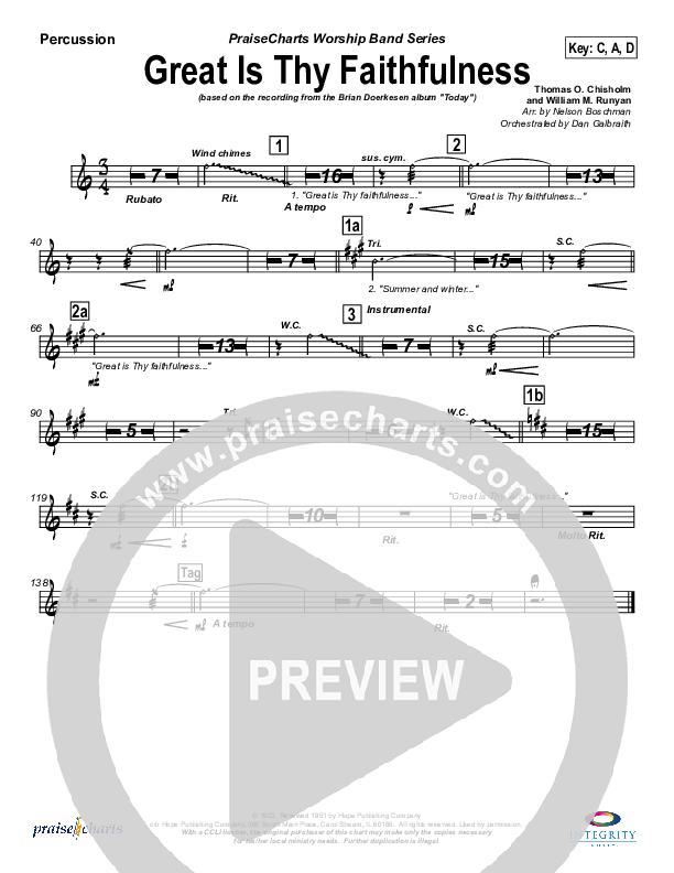 Great Is Thy Faithfulness Percussion (Brian Doerksen)