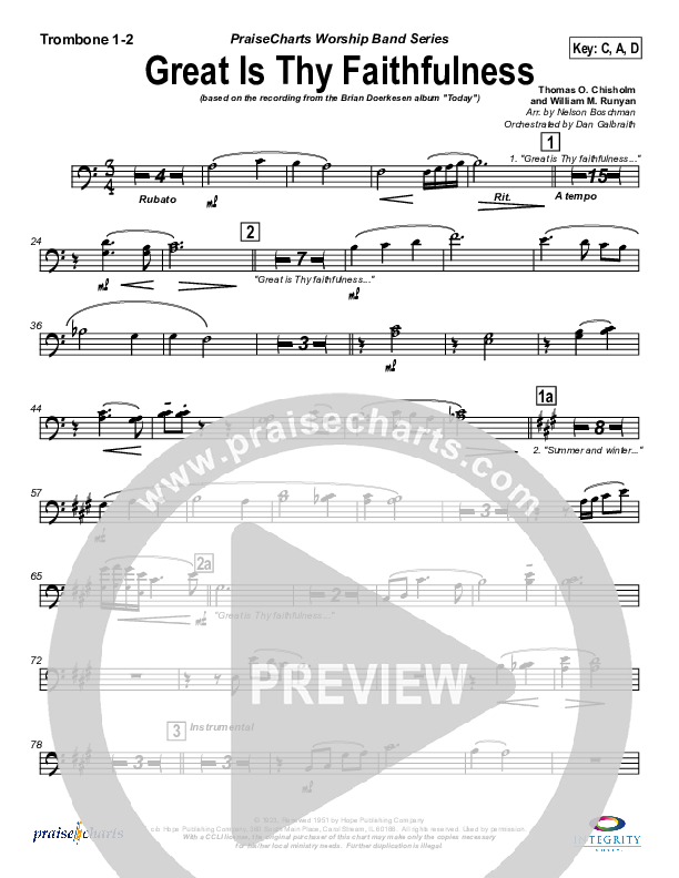 Great Is Thy Faithfulness Trombone 1/2 (Brian Doerksen)
