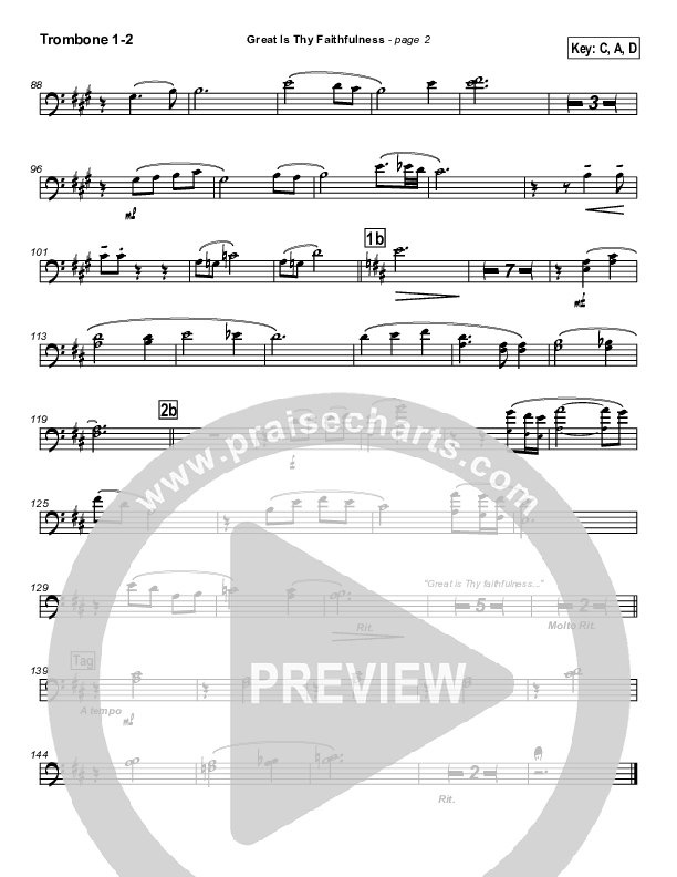 Great Is Thy Faithfulness Trombone 1/2 (Brian Doerksen)