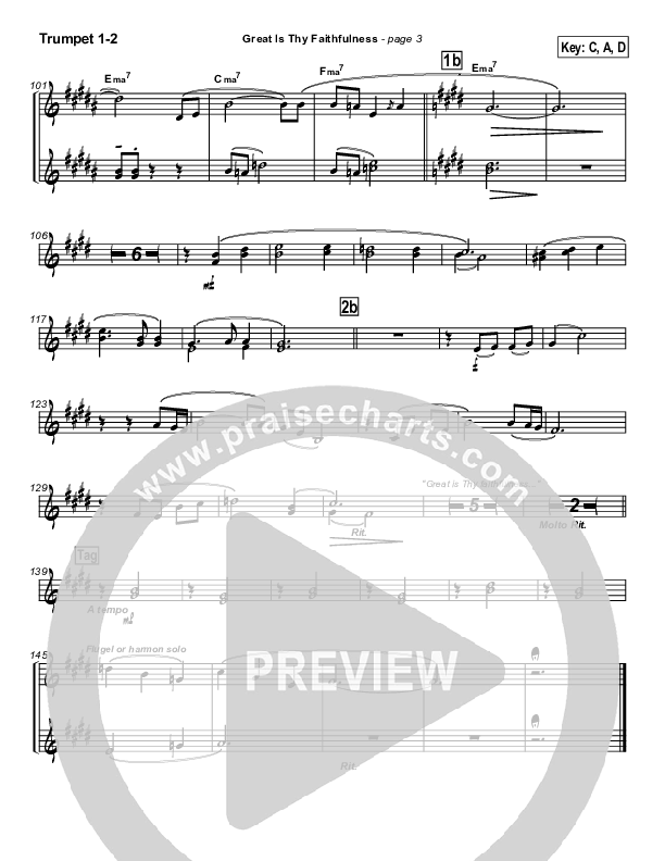 Great Is Thy Faithfulness Trumpet 1,2 (Brian Doerksen)