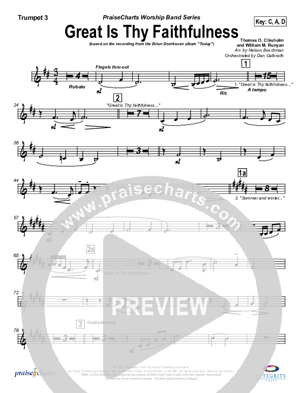 Great Is Thy Faithfulness Trumpet 3 (Brian Doerksen)