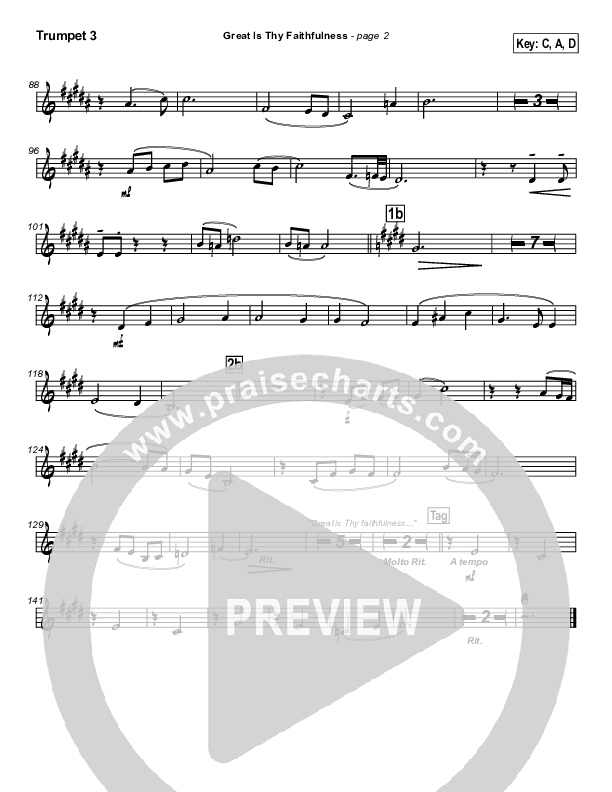 Great Is Thy Faithfulness Trumpet 3 (Brian Doerksen)