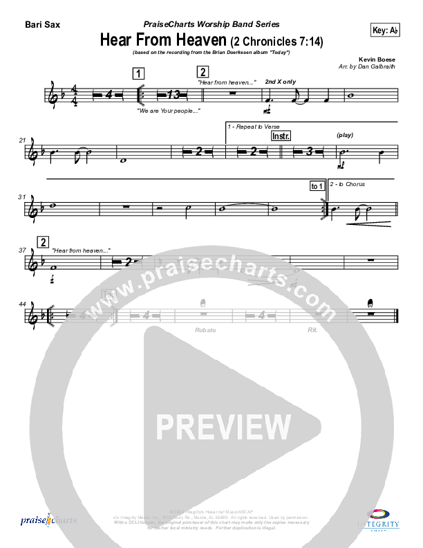 Hear From Heaven Bari Sax (Brian Doerksen)