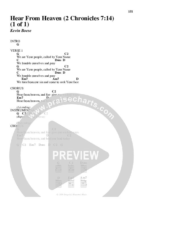 Hear From Heaven Chord Chart (Brian Doerksen)