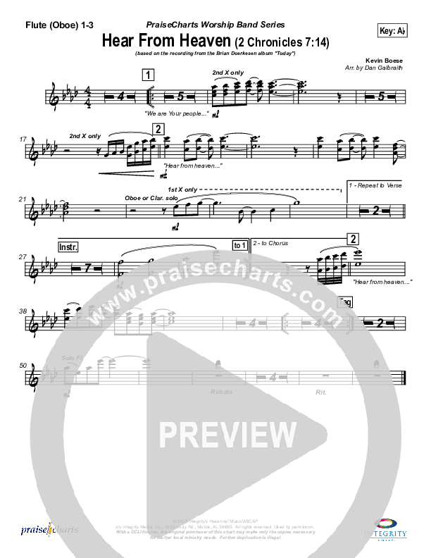 Hear From Heaven Flute/Oboe 1/2/3 (Brian Doerksen)