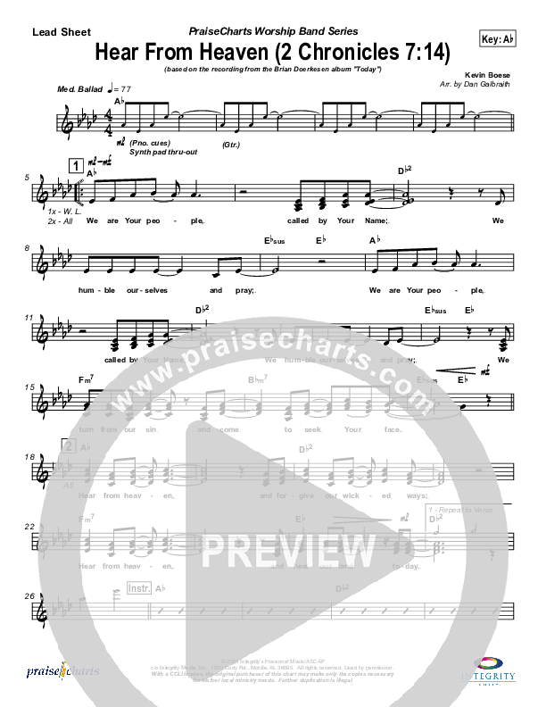 Hear From Heaven Lead Sheet (Brian Doerksen)