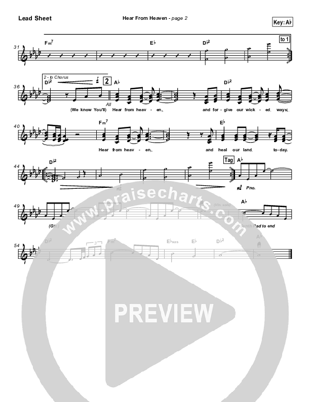 Hear From Heaven Lead Sheet (Brian Doerksen)