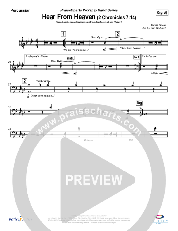 Hear From Heaven Percussion (Brian Doerksen)