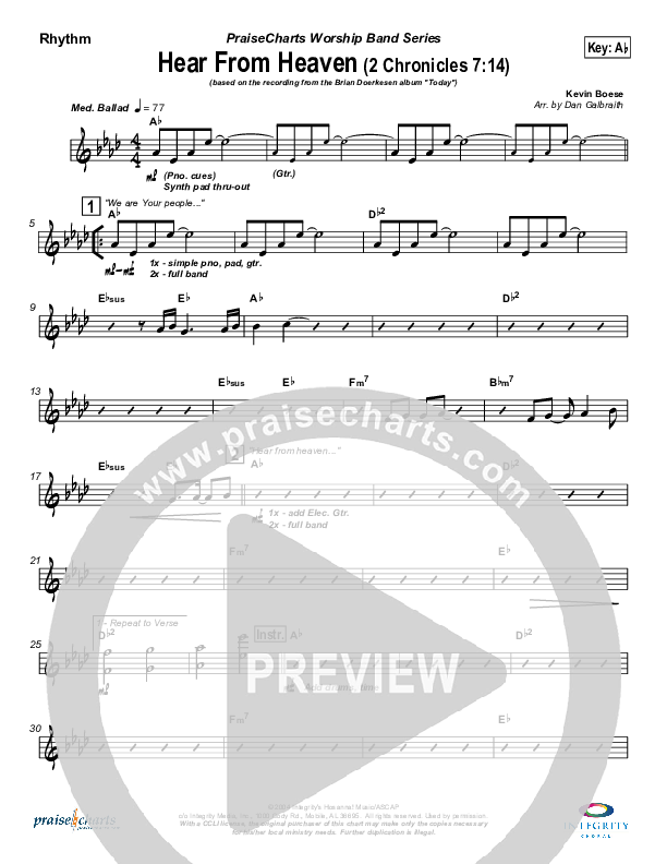 Hear From Heaven Rhythm Chart (Brian Doerksen)