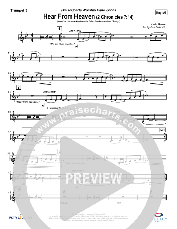 Hear From Heaven Trumpet 3 (Brian Doerksen)