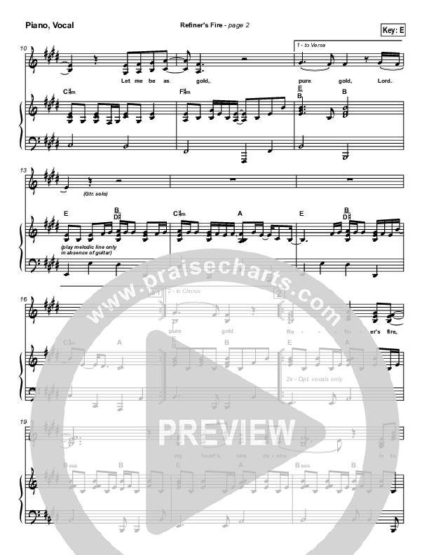 Refiner's Fire Piano/Vocal (SATB) (Brian Doerksen)