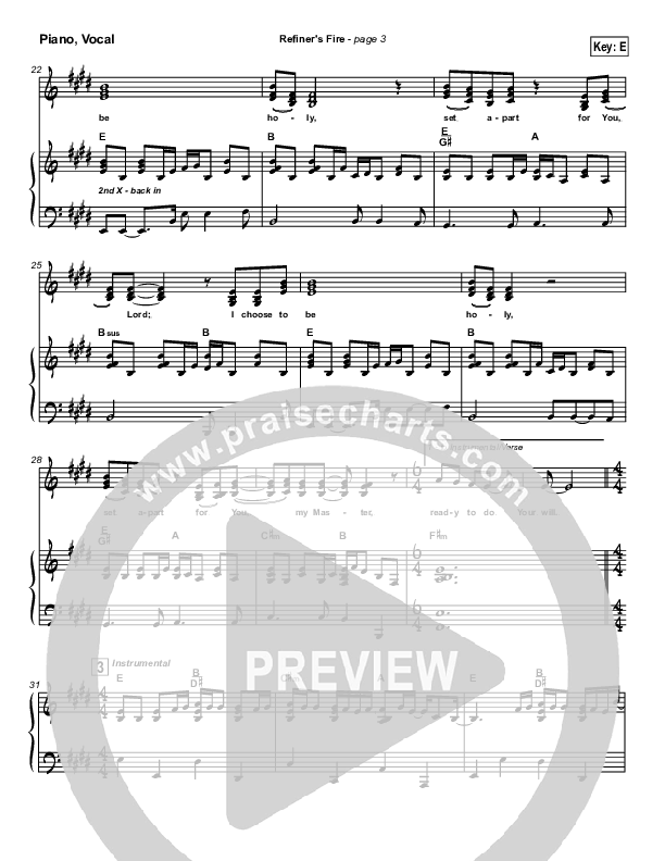 Refiner's Fire Piano/Vocal & Lead (Brian Doerksen)