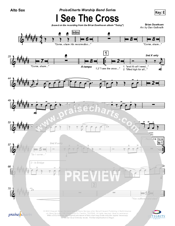 I See the Cross Alto Sax (Brian Doerksen)