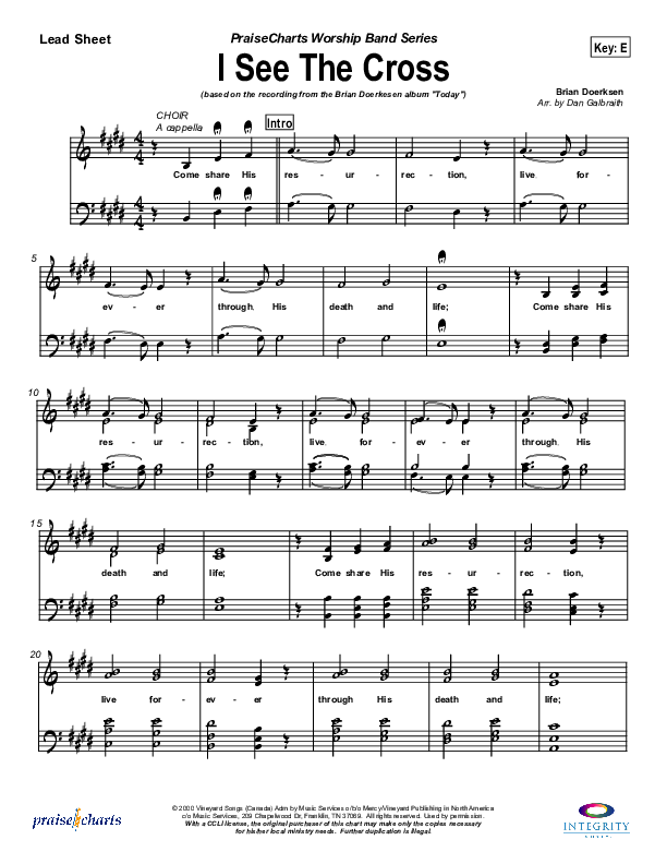 I See the Cross Lead Sheet (SAT) (Brian Doerksen)