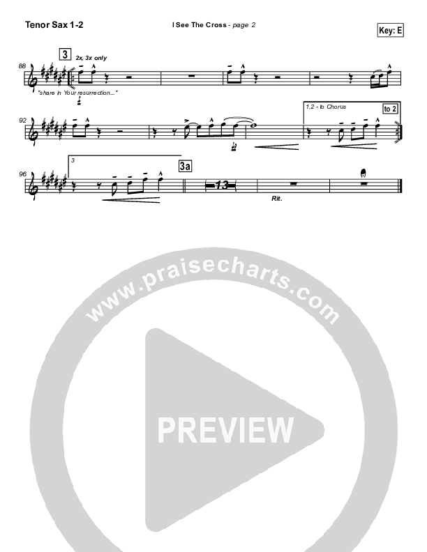 I See the Cross Tenor Sax 1/2 (Brian Doerksen)