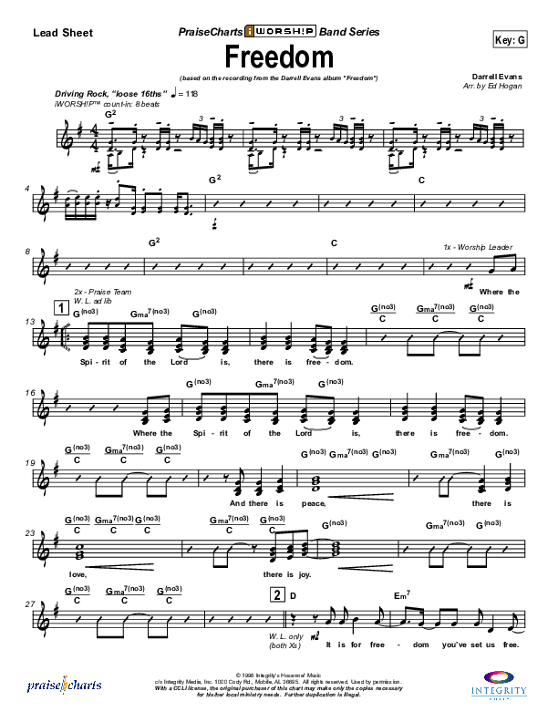Freedom Lead Sheet (SAT) (Darrell Evans)