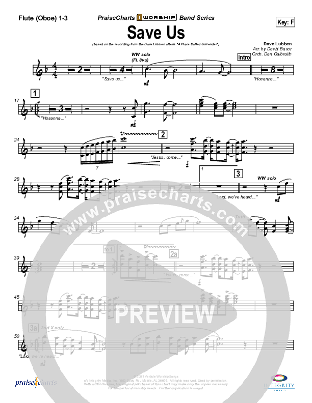 Save Us Flute/Oboe 1/2/3 (Dave Lubben)
