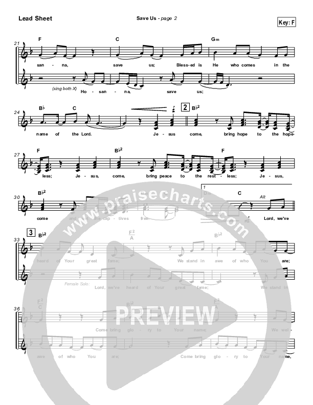 Save Us Lead Sheet (SAT) (Dave Lubben)