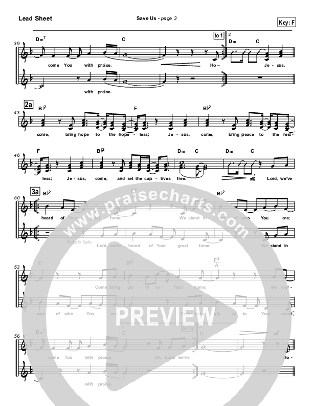 Save Us Lead Sheet (SAT) (Dave Lubben)